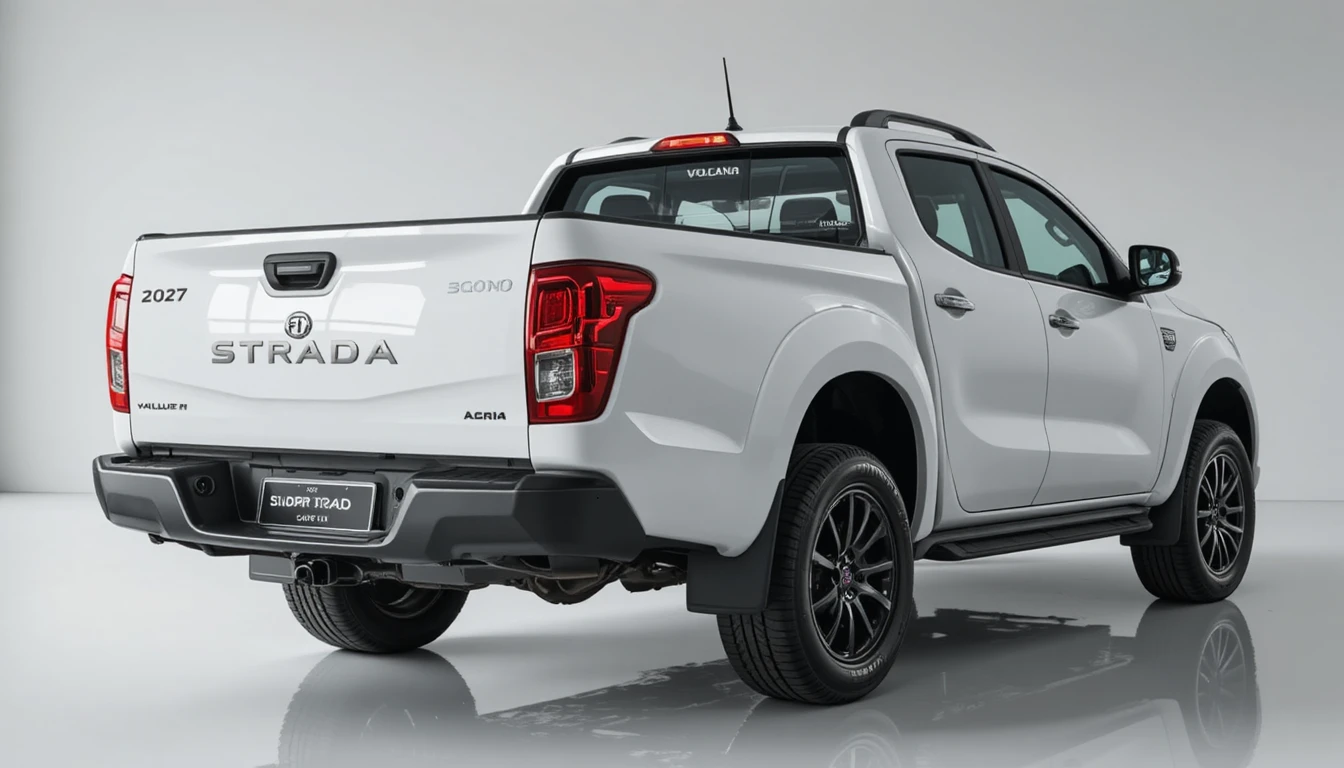 White pickup truck in modern showroom on glossy background
