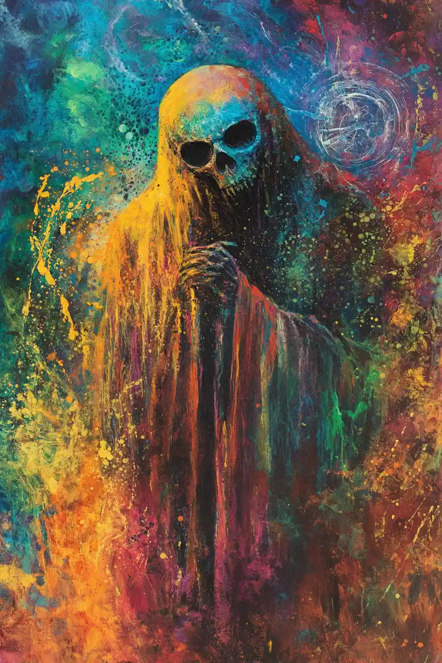 Farbige spirituelle Geister in einer unheimlichen Jenseitswelt