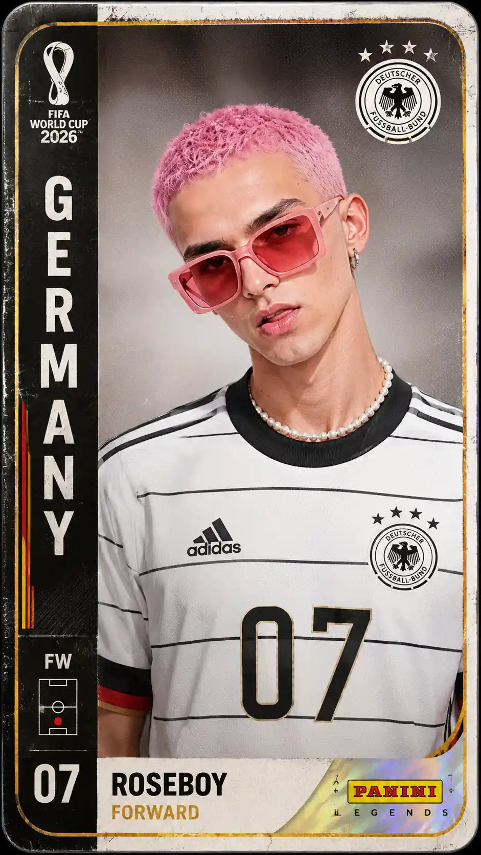 World Cup style portrait sticker with Germany football jersey