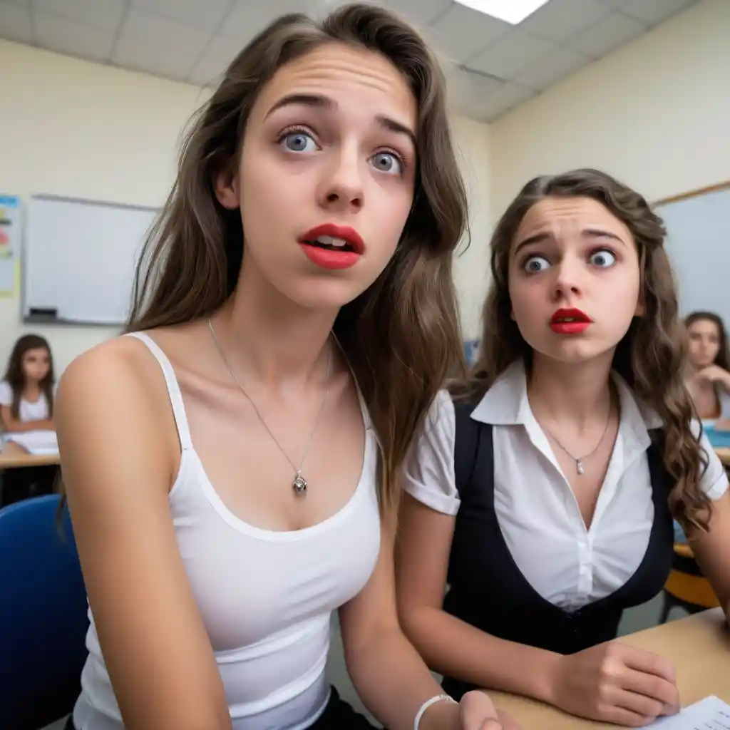 Mother and daughter meeting teacher in classroom
