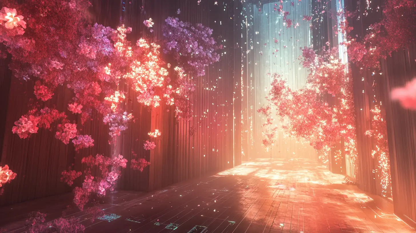 Immersive digital flower system with glowing intelligent core