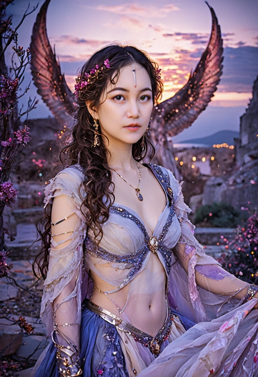 Gothic fantasy woman in atmospheric full body portrait