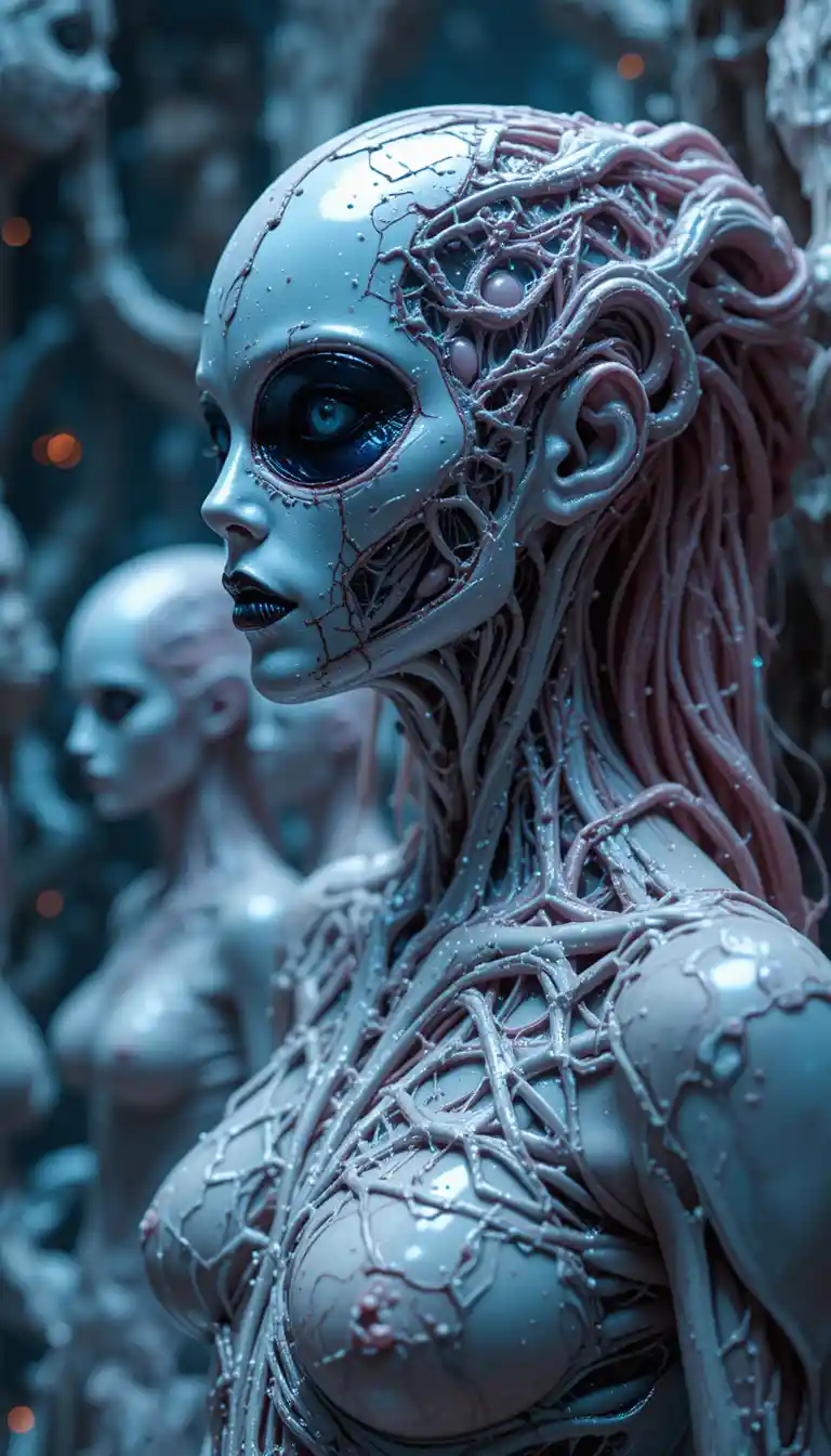 Latex clad women in a surreal sci fi latex universe