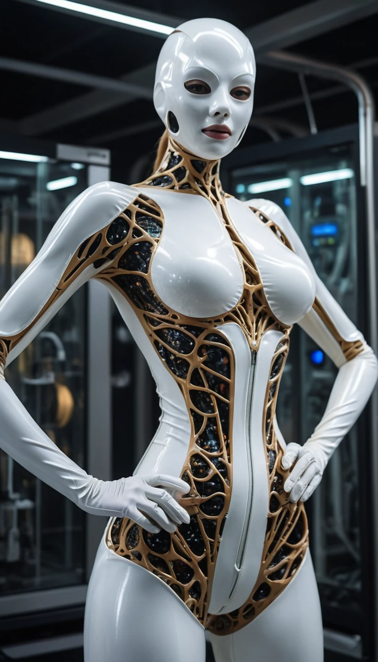 Surreal latex women in a sensual cosmic fantasy scene