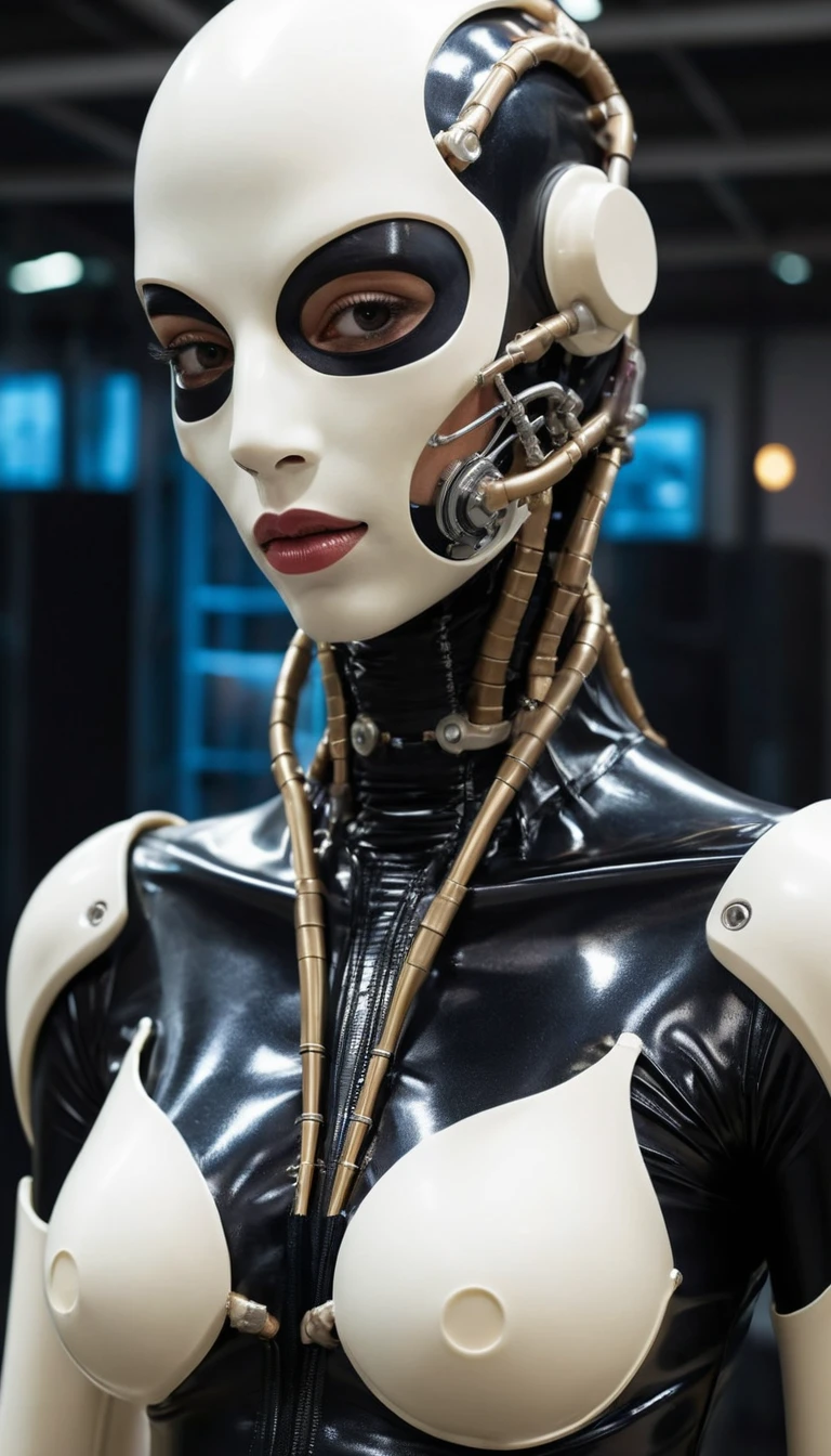 Latex masked women in a surreal latex universe