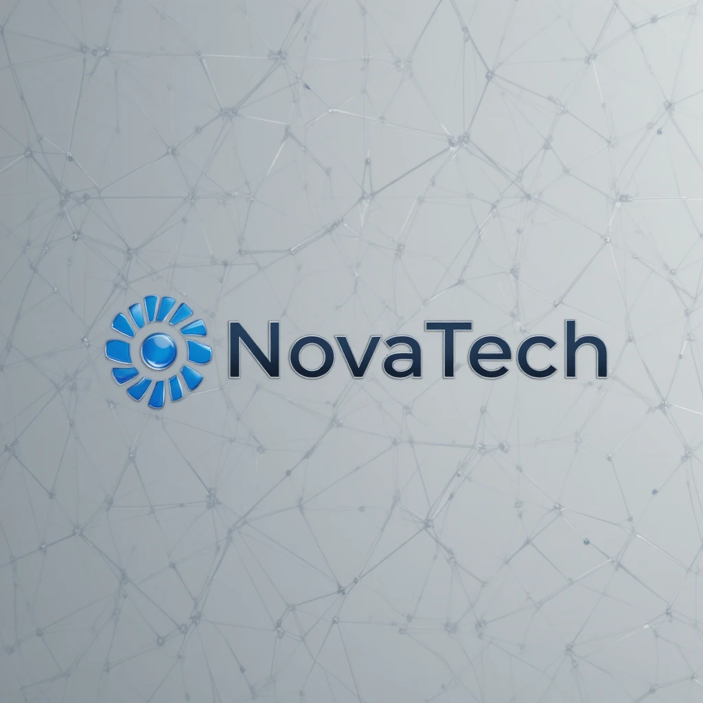 Modern blue and silver NovaTech technology logo design