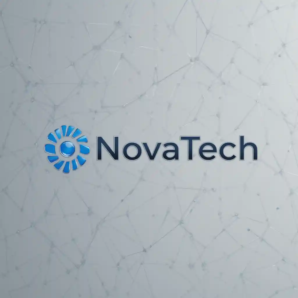 Modern blue and silver NovaTech technology logo design