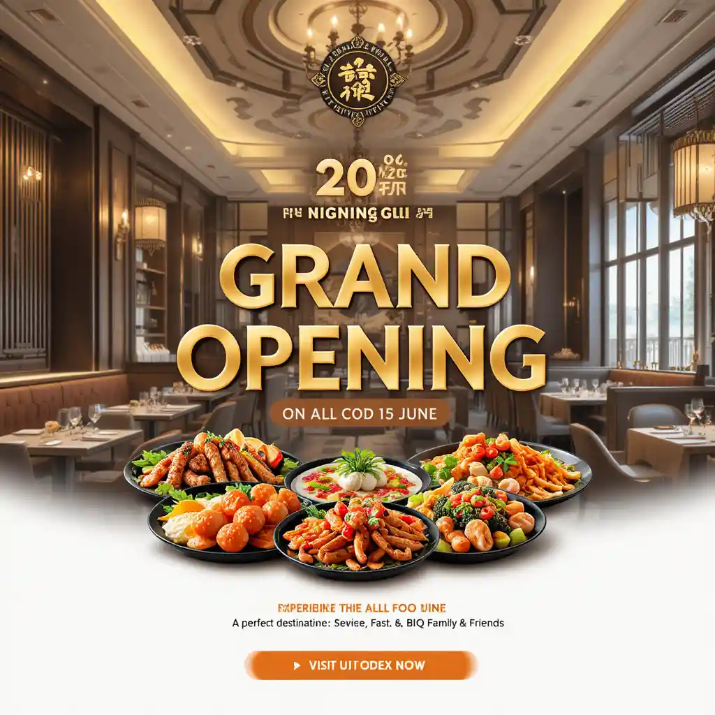 Luxurious restaurant grand opening with warm interior design