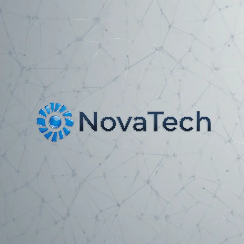 Modern blue and silver NovaTech technology logo design