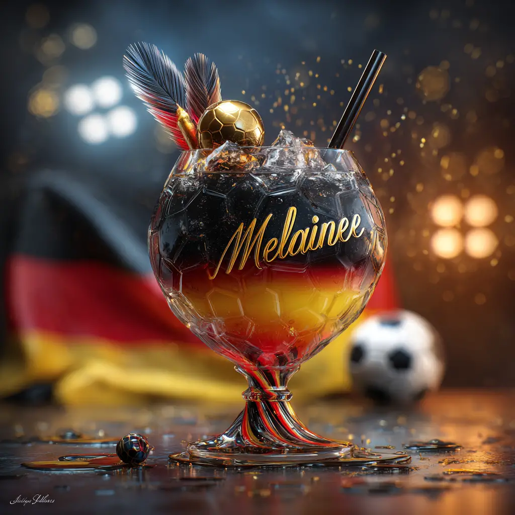 Soccer themed cocktail glass with German flag colors