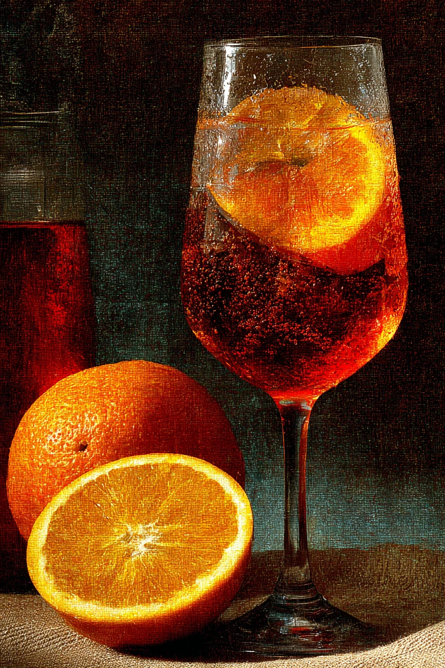 Close up of a bright orange summer cocktail in a glass
