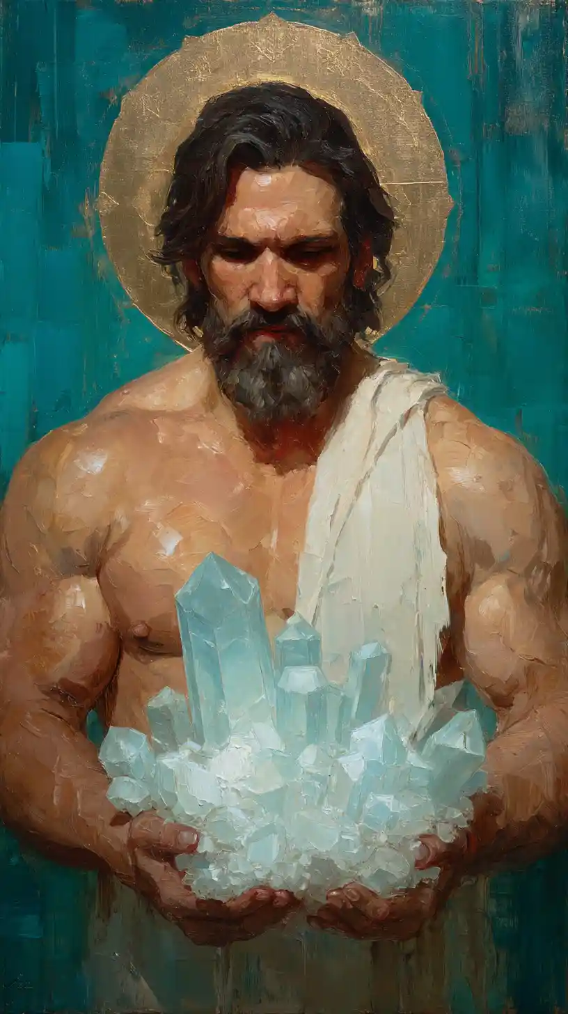 Divine Egyptian warrior beneath a radiant golden sun