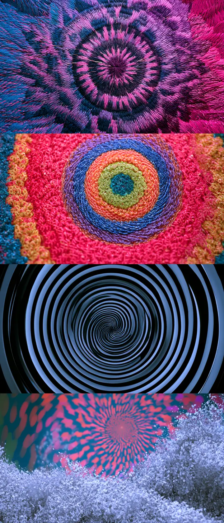 Colorful op art geometric pattern with shimmering sequins