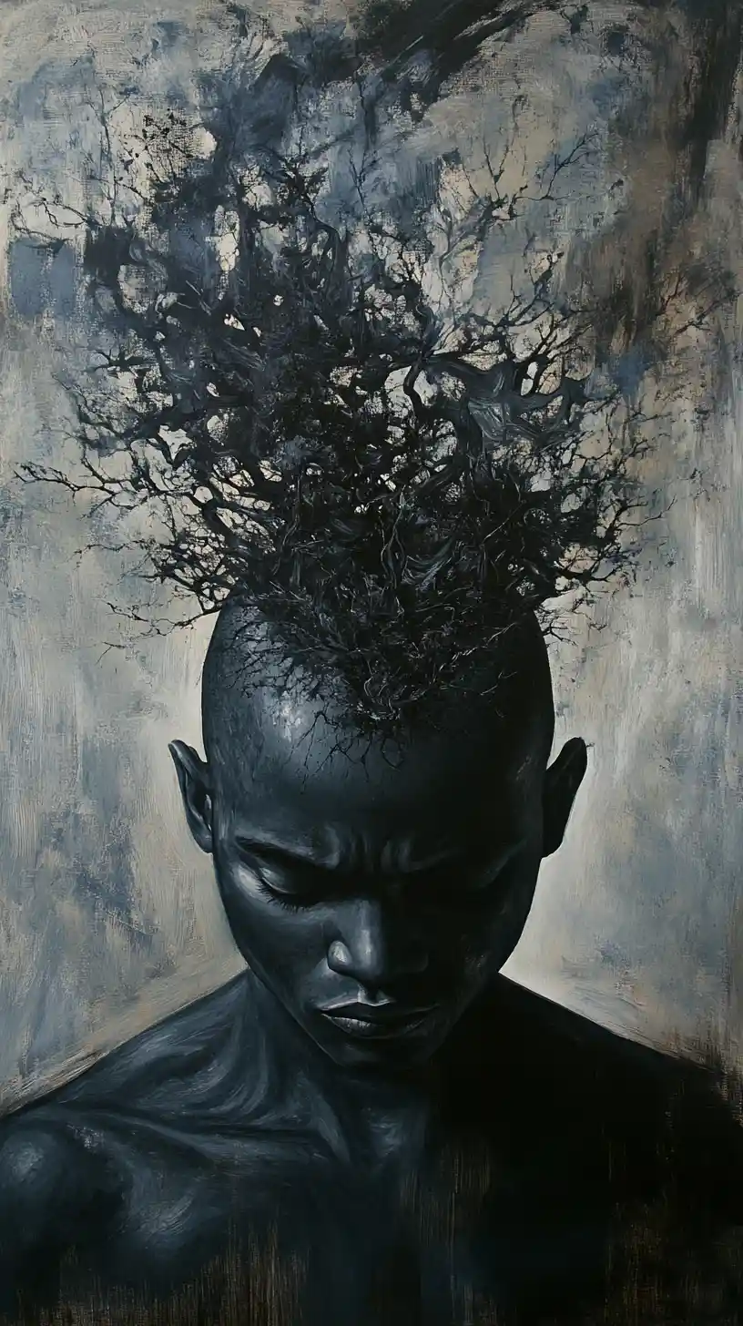 Black man with relaxed yet intense thoughtful presence
