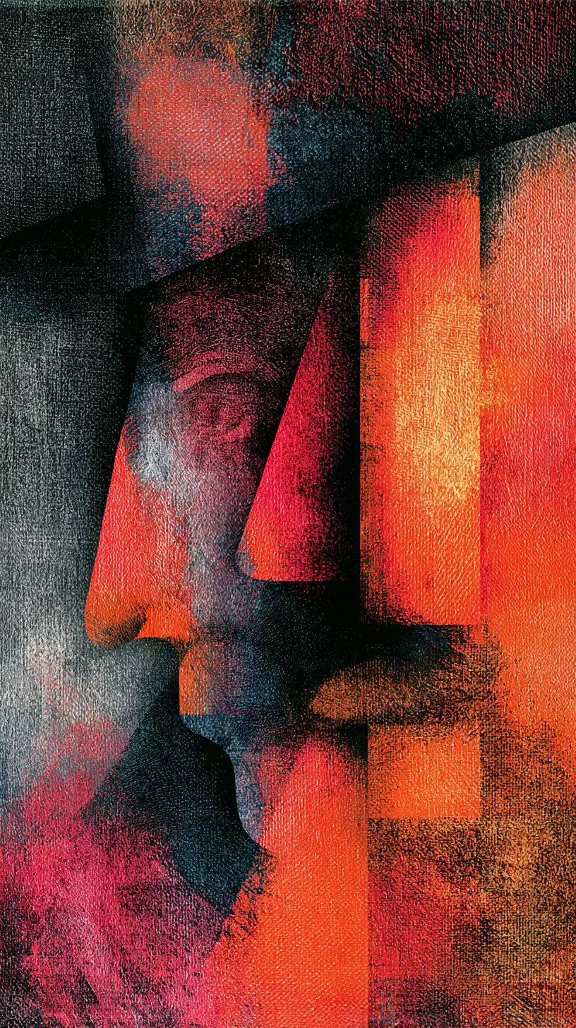 Surreale romantische Leinwand mit abstrakten Formen und Farben
