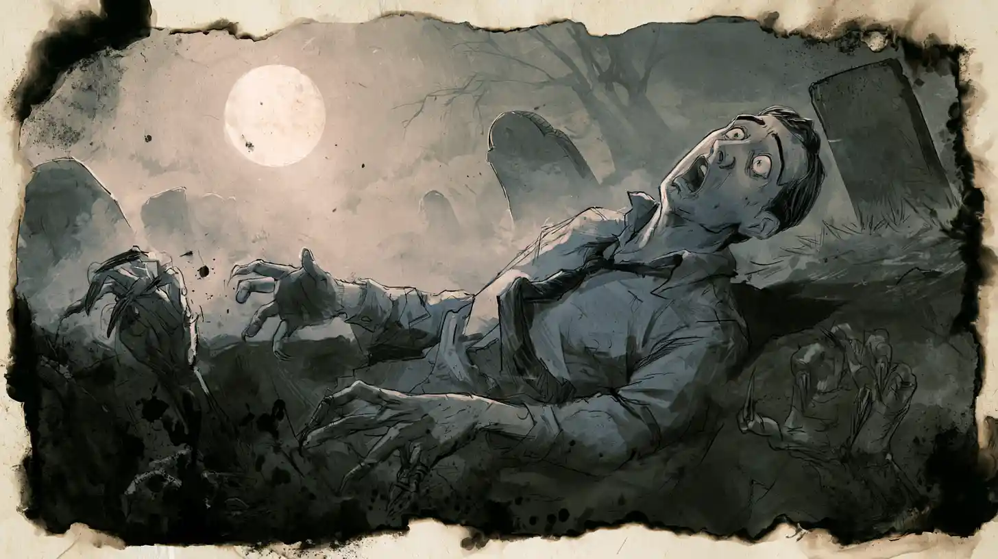 Terrified Man Dragged Underground In Moonlit Cemetery