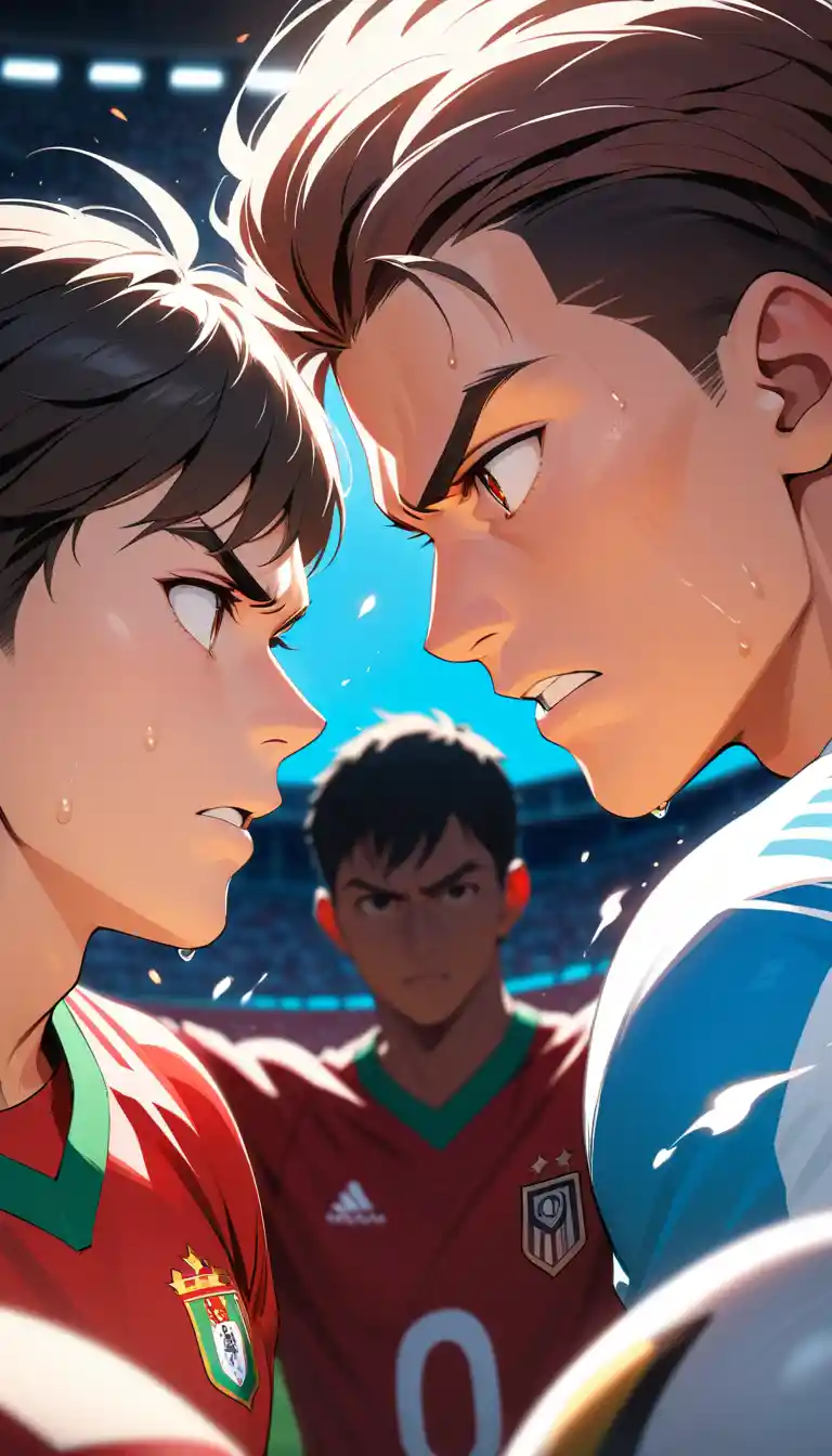 Intense face off between two rival football legends