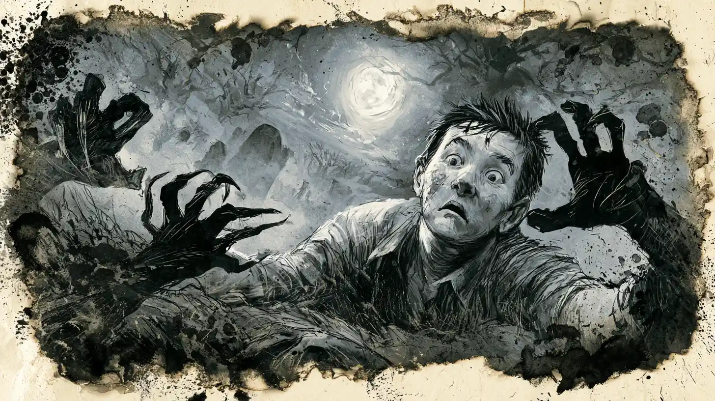 Terrified Man Dragged Underground In Moonlit Cemetery
