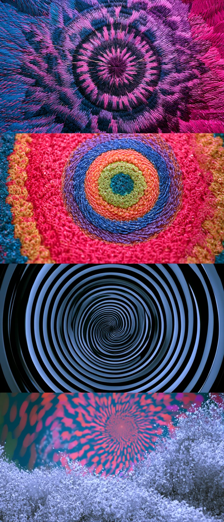 Colorful op art geometric pattern with shimmering sequins