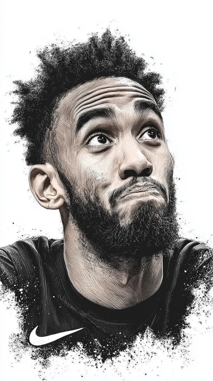 Caricature Of Basketball Star In Black And White Ink Illustration
