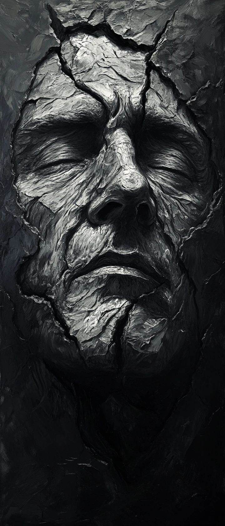 Aging king portrait in dramatic impasto chiaroscuro