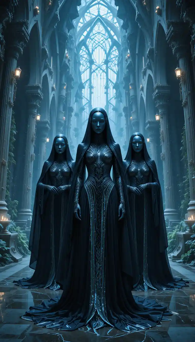 Latex priestesses in a living biomechanical cathedral