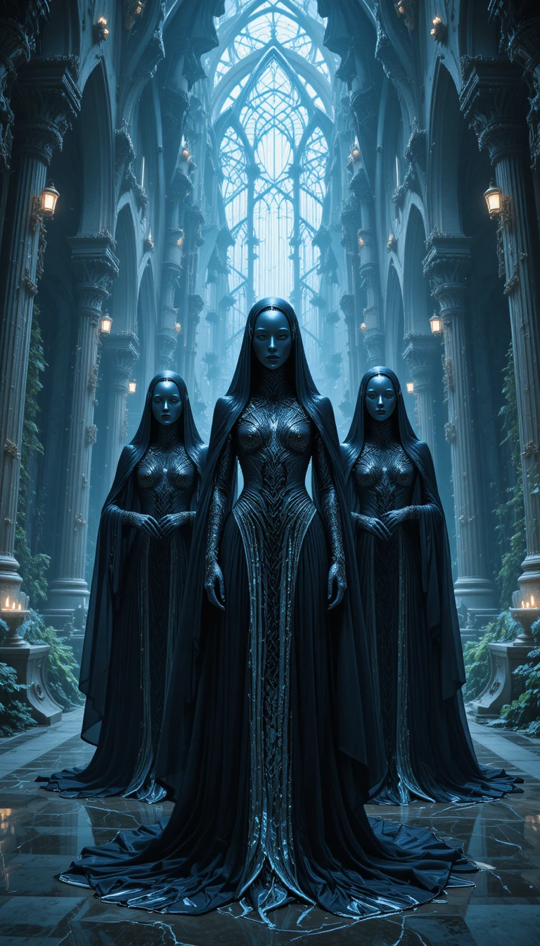Latex priestesses in a living biomechanical cathedral