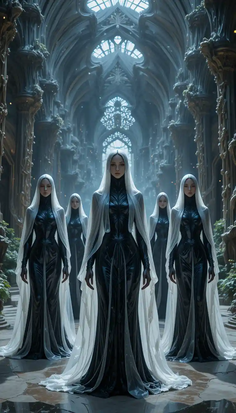 Latex priestesses in a living biomechanical cathedral