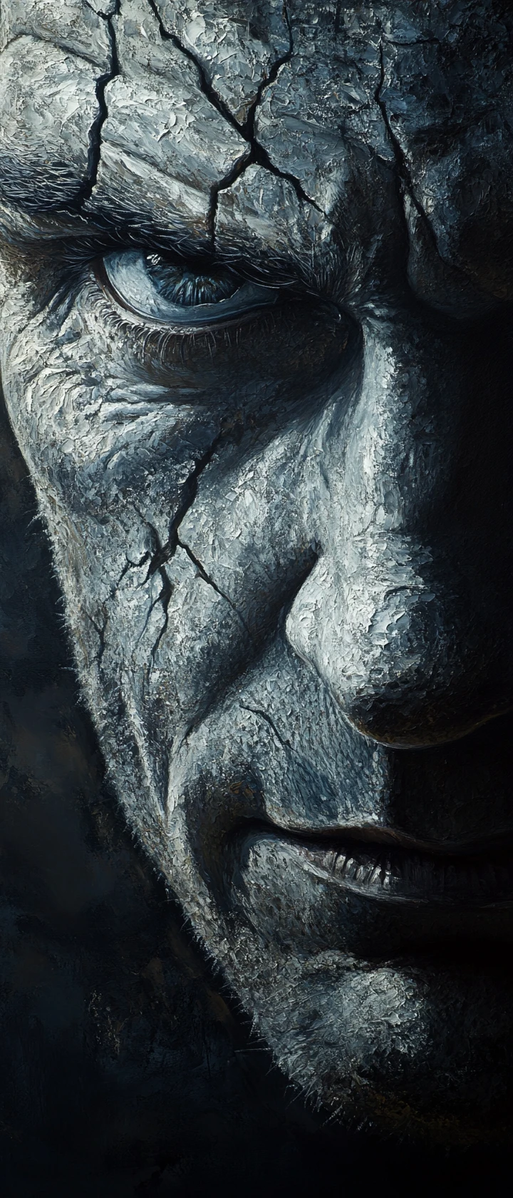 Aging king portrait in dramatic impasto chiaroscuro lighting