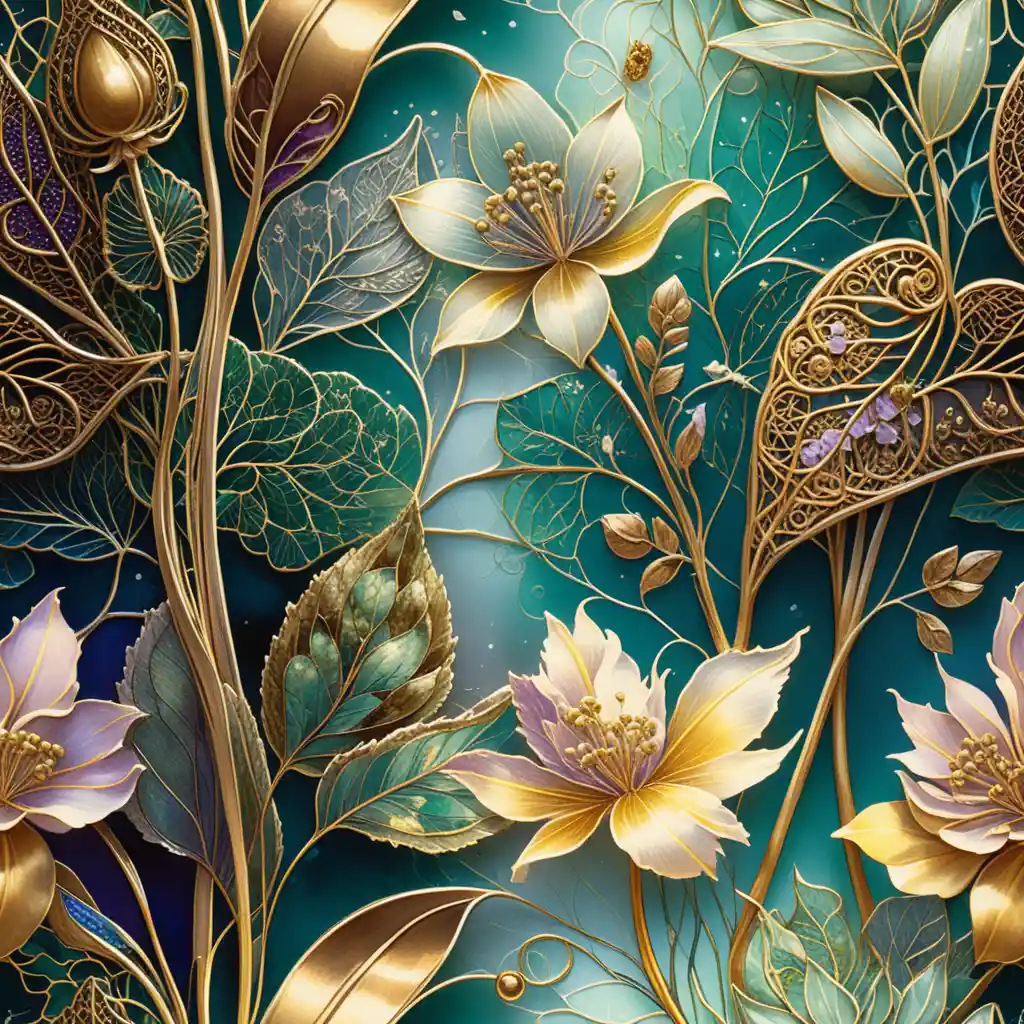 Delicate spring botanical pattern with flowing floral design