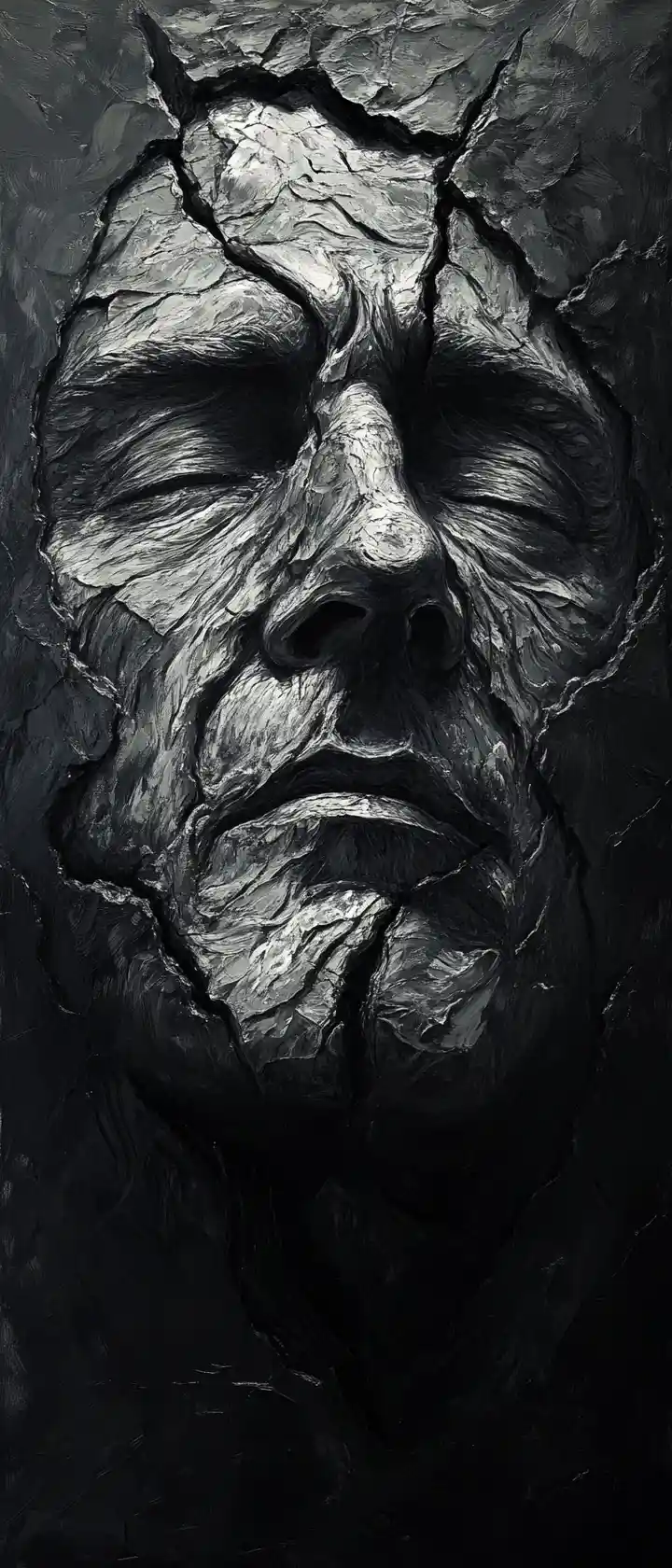 Aging king portrait in dramatic impasto chiaroscuro