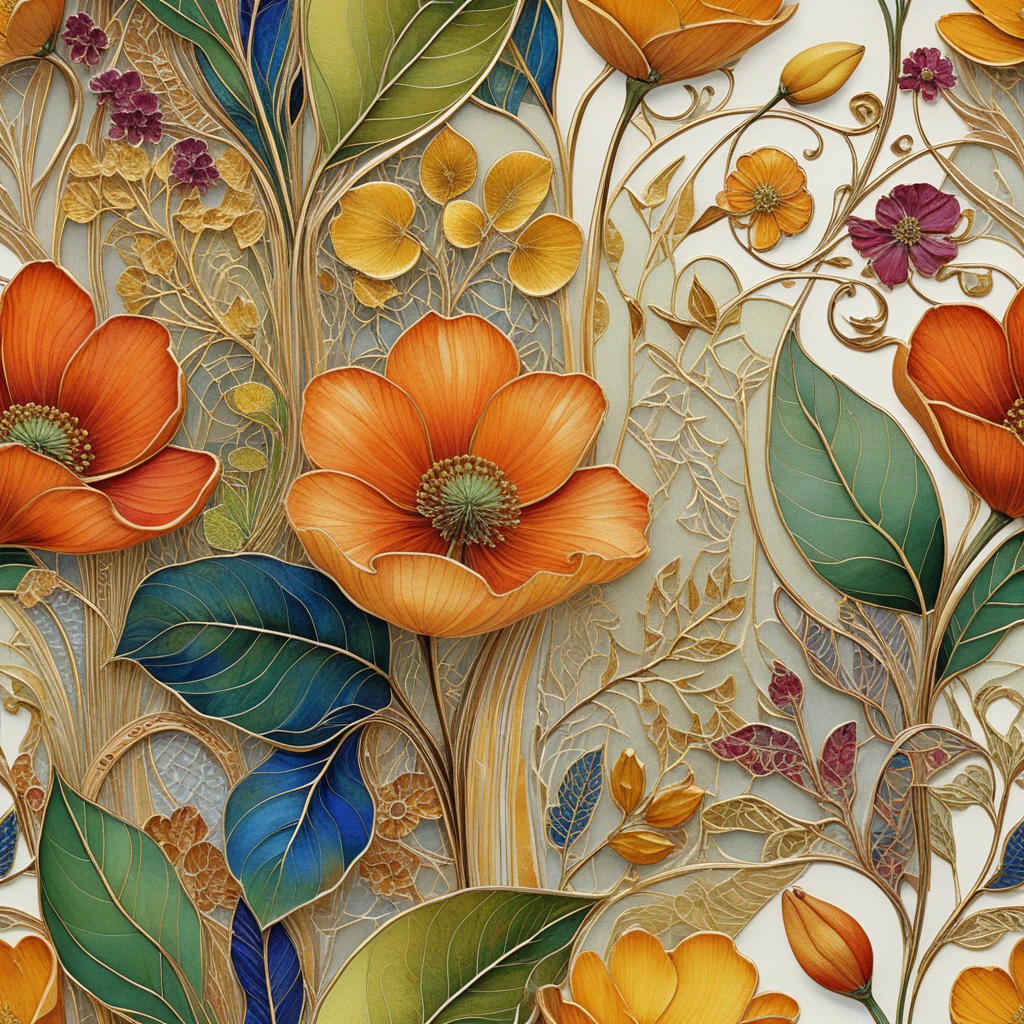 Delicate Spring Floral Line Art With Sinuous Botanical Stems