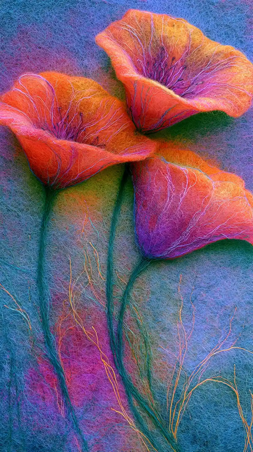 Two delicate flowers touching in a dreamy intimate scene