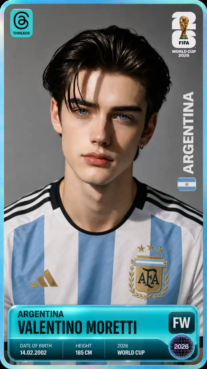 Argentina football sticker style portrait for 2026 World Cup