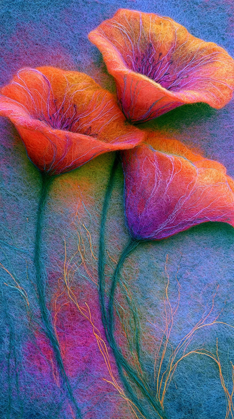 Two delicate flowers touching in a dreamy intimate scene