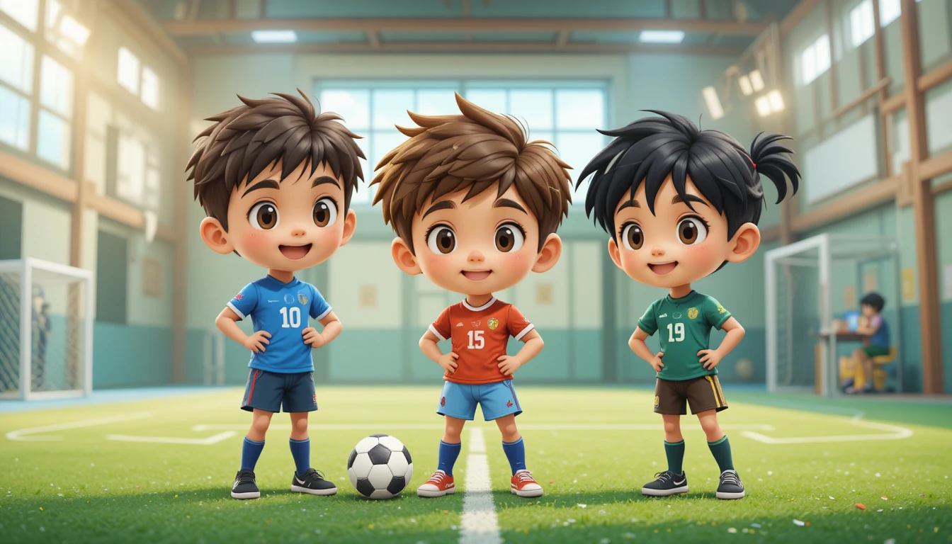 Sports day character for children in an indoor gym