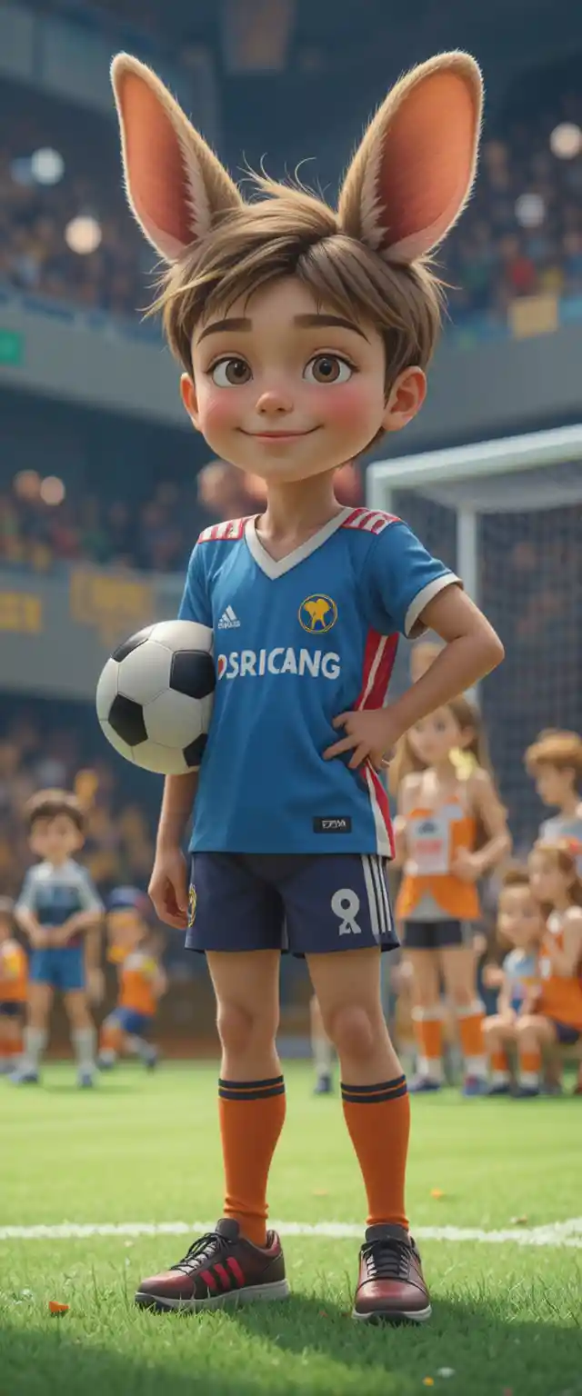 Smiling child character for indoor gym sports day