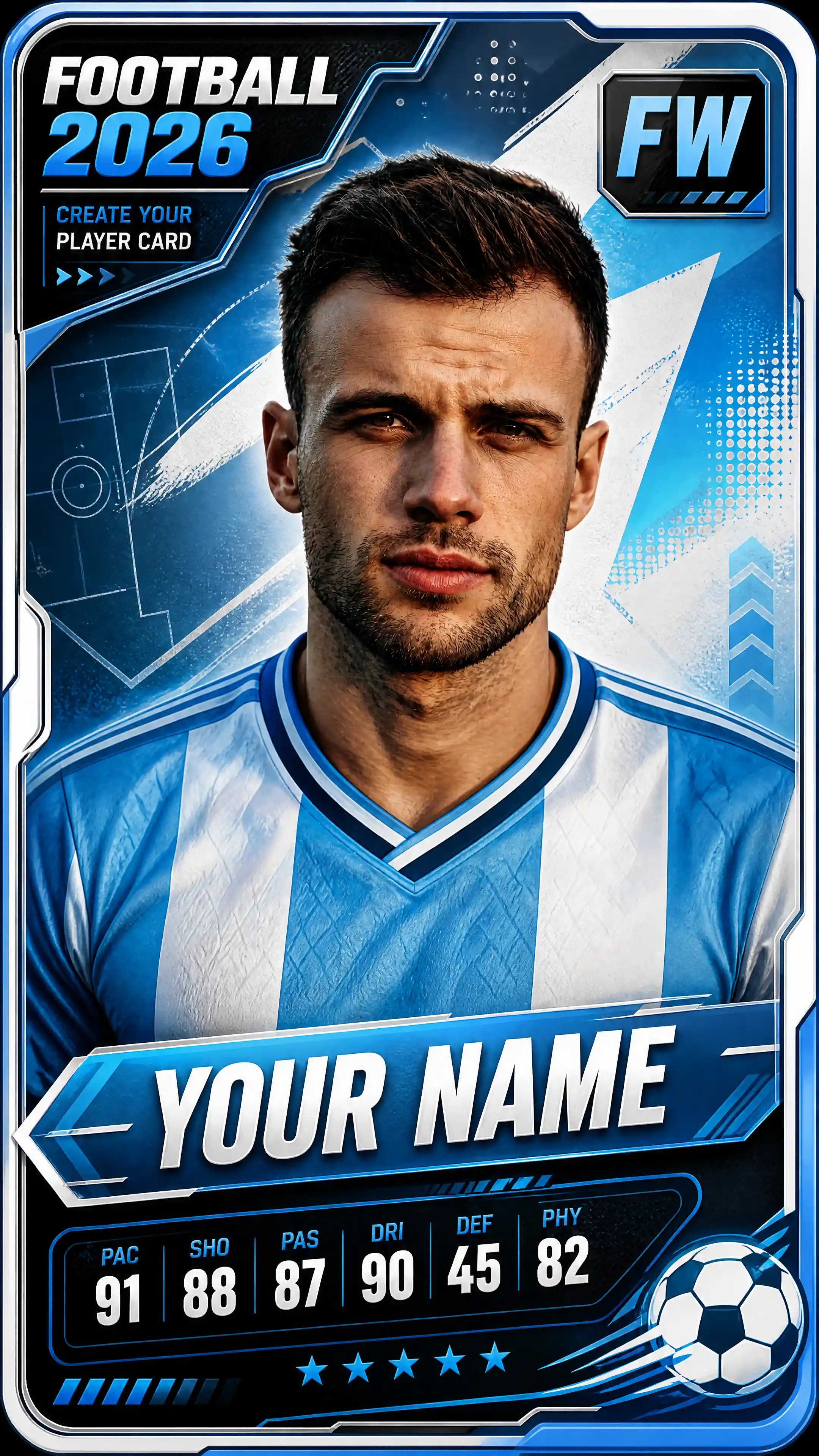 Football 2026 collectible avatar sticker with blue jersey design