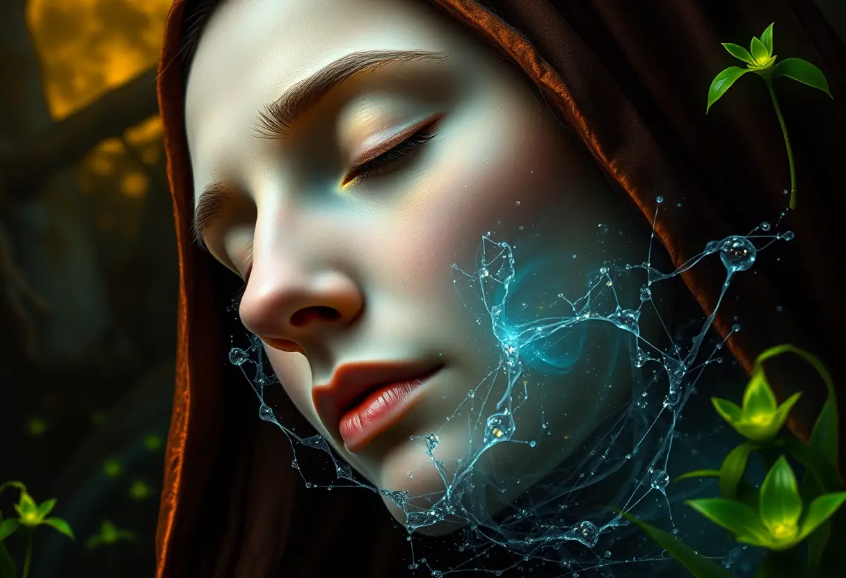Mystical Close Up Portrait Of A Woman In Trance