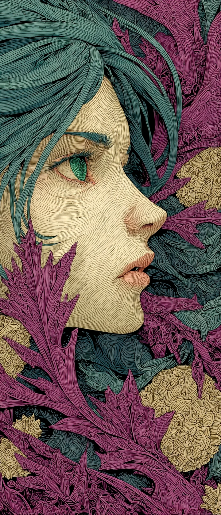 從帶刺繭殼中破繭而出的新生翅膀動漫少女