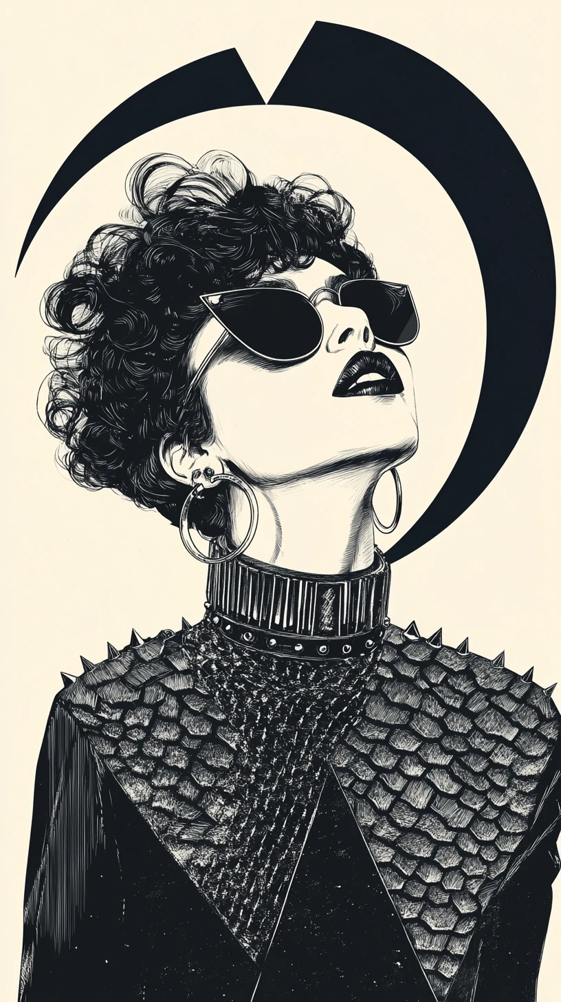 Futuristic woman in bold monochrome fashion portrait