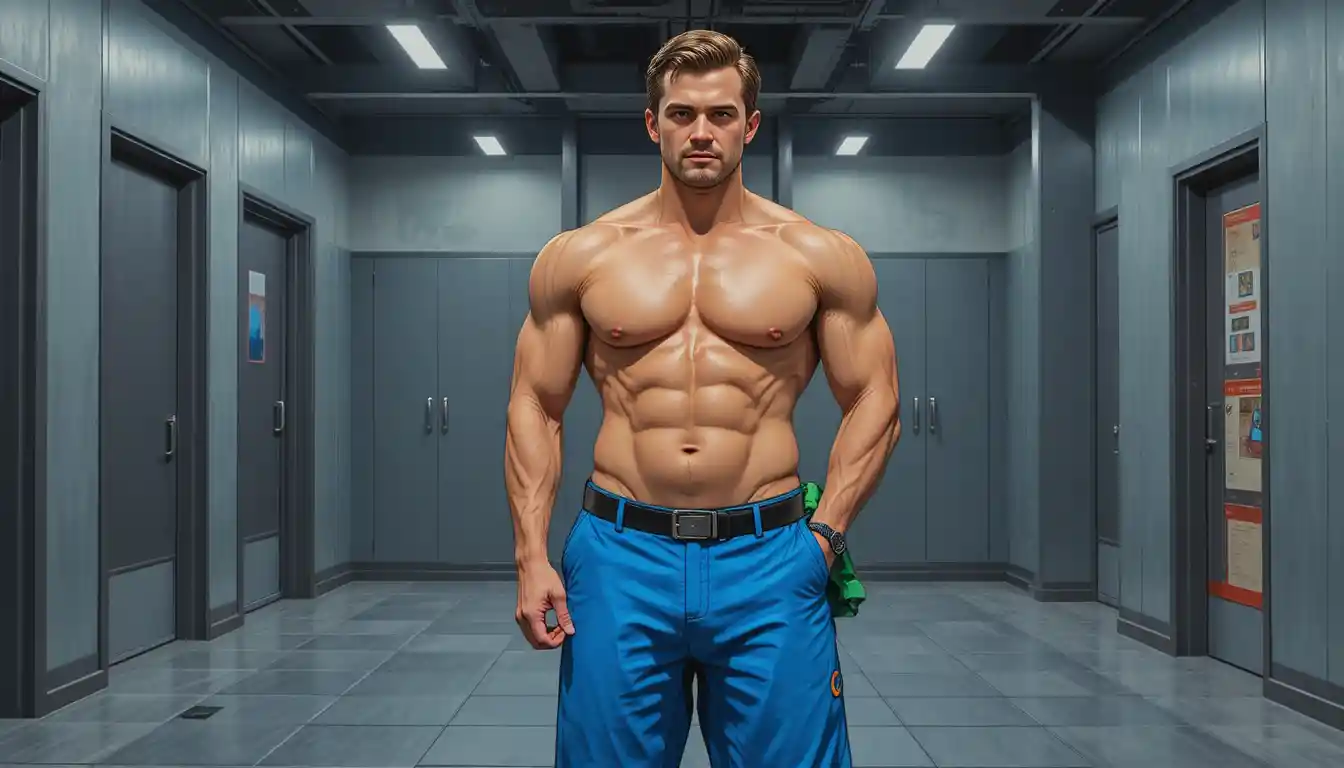 Man and woman in a modern gym locker room