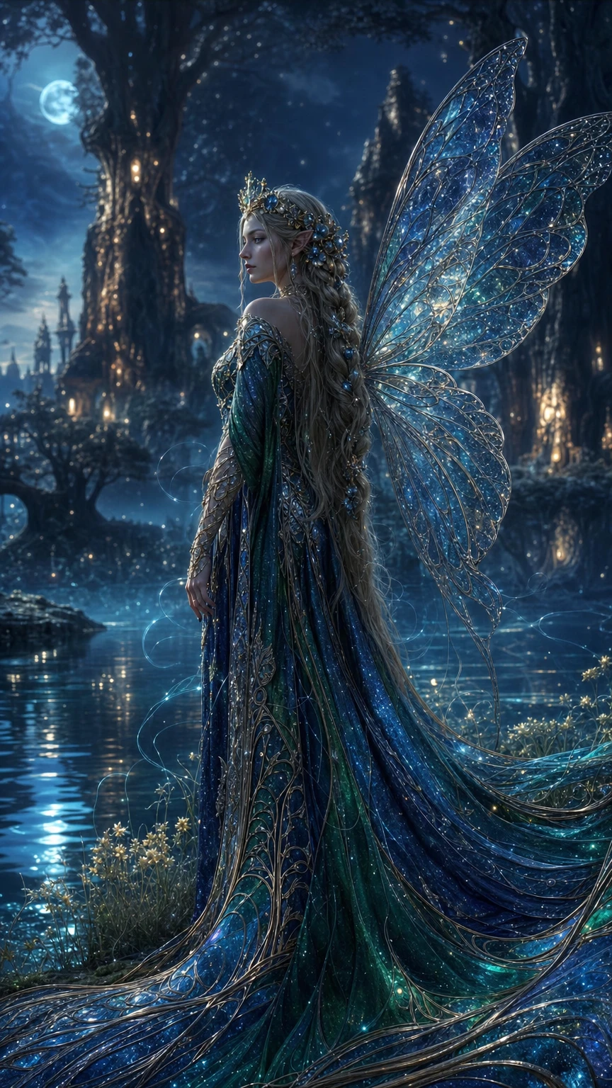 Serene Fairy Queen In A Moonlit Enchanted Forest