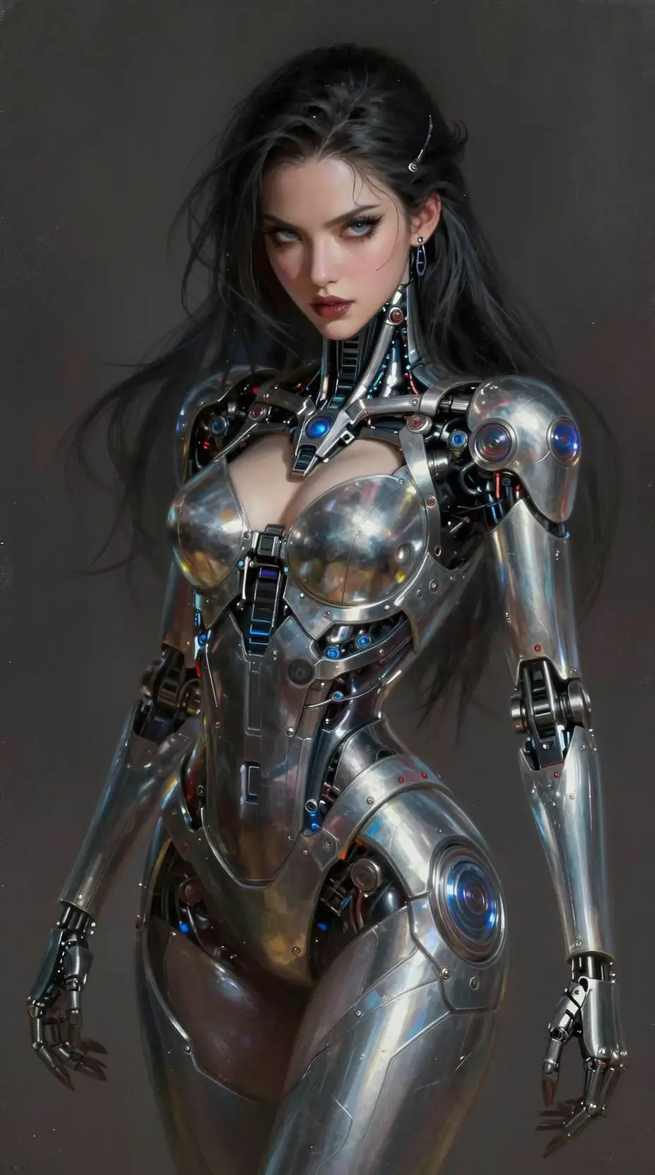 Cybernetic princess portrait with a powerful menacing aura
