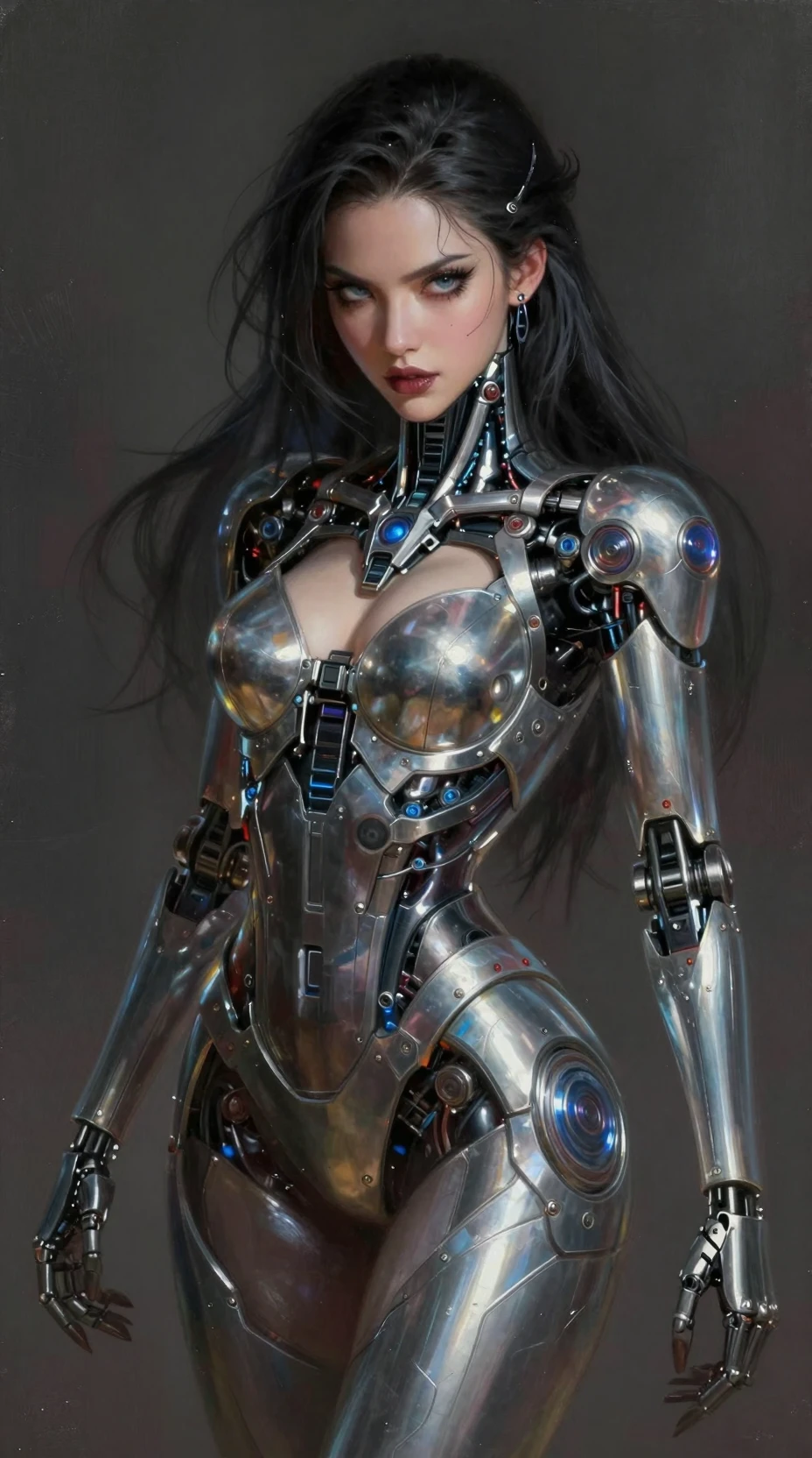 Cybernetic princess portrait with a powerful menacing aura