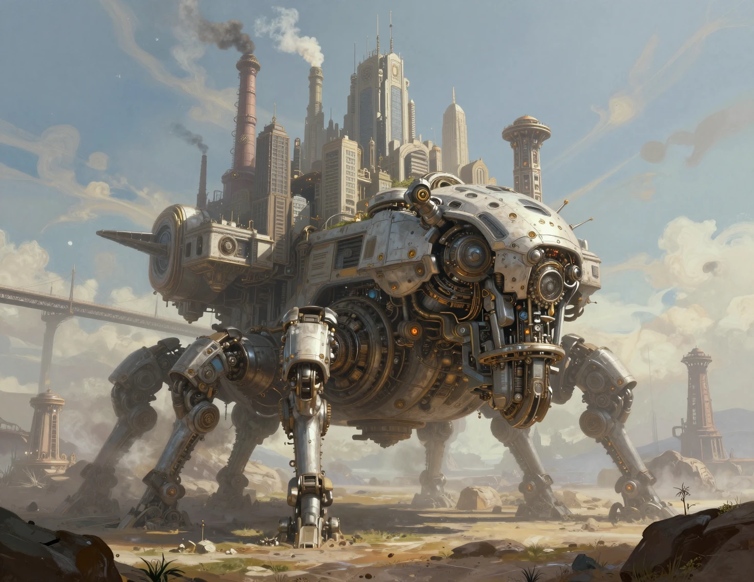 Colossal Mobile Fortress Crossing A Barren Wasteland