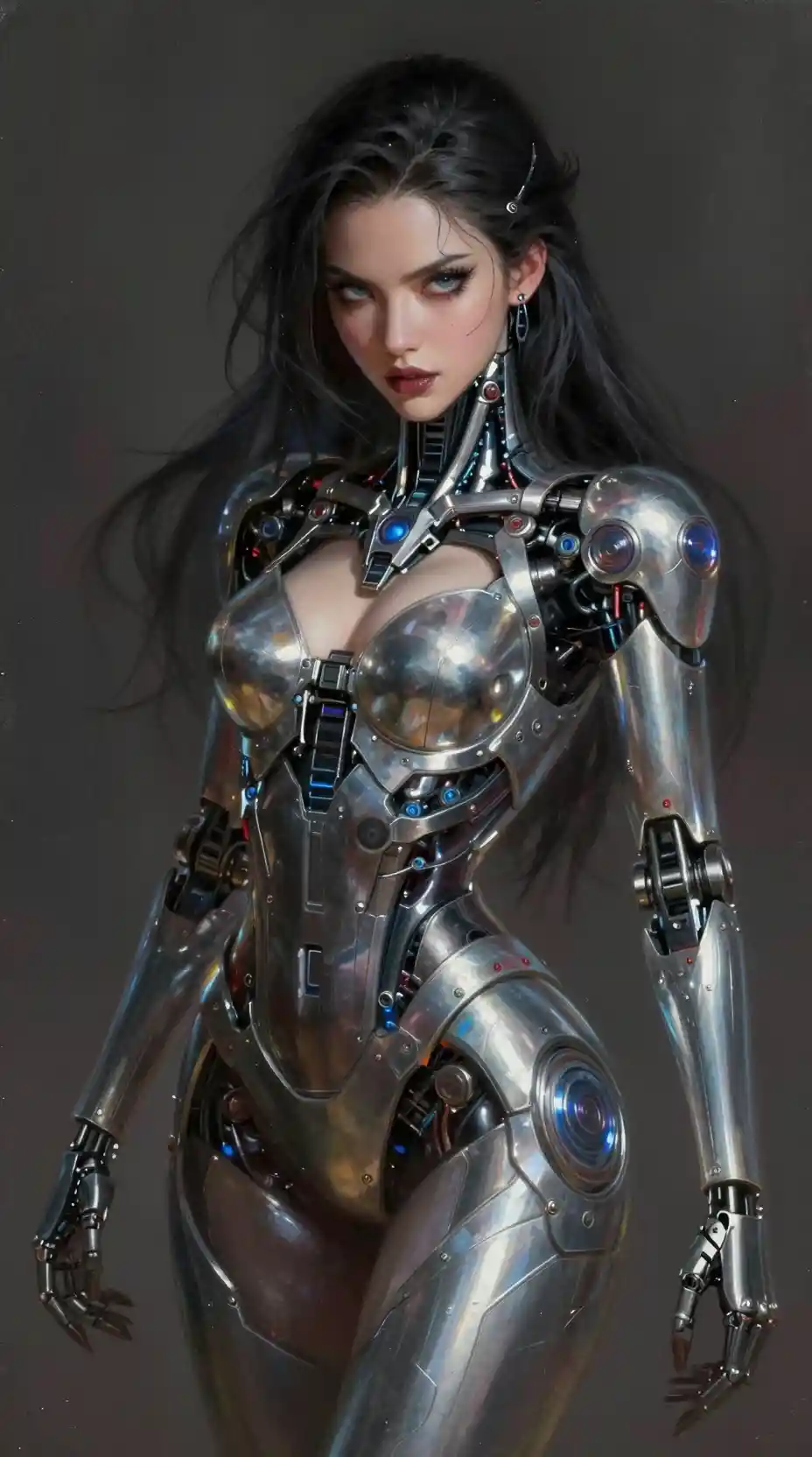 Cybernetic princess portrait with a powerful menacing aura