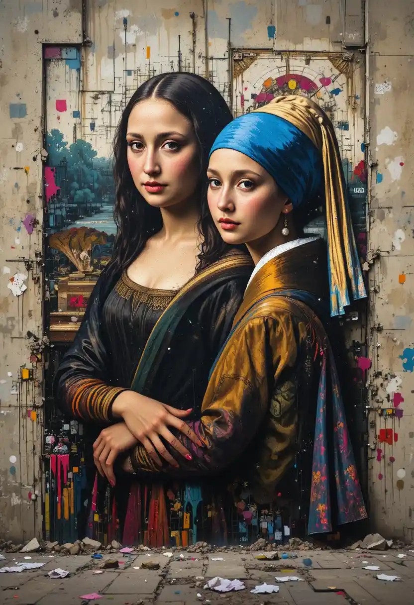 Two iconic women reimagined in modern full body portrait