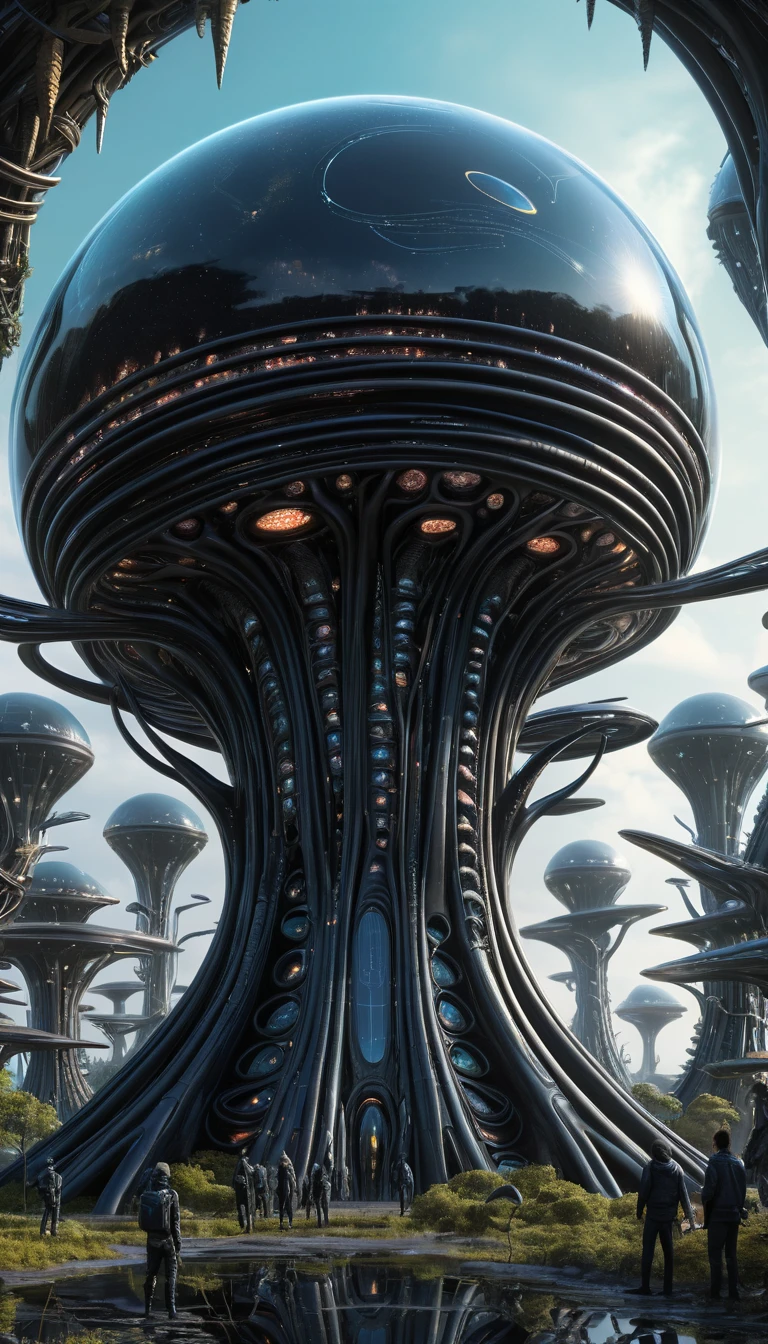 Alien Latex Worms Maintaining Living Organic Starship Architecture
