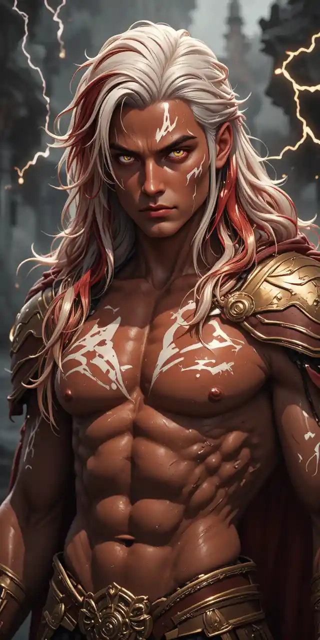 Thunder phoenix warrior with red skin and energy wings